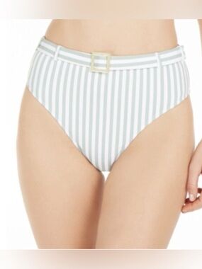 WeWoreWhat JADEITE Striped Emily High-Waist Bikini Swim Bottom, US Large, NWOT